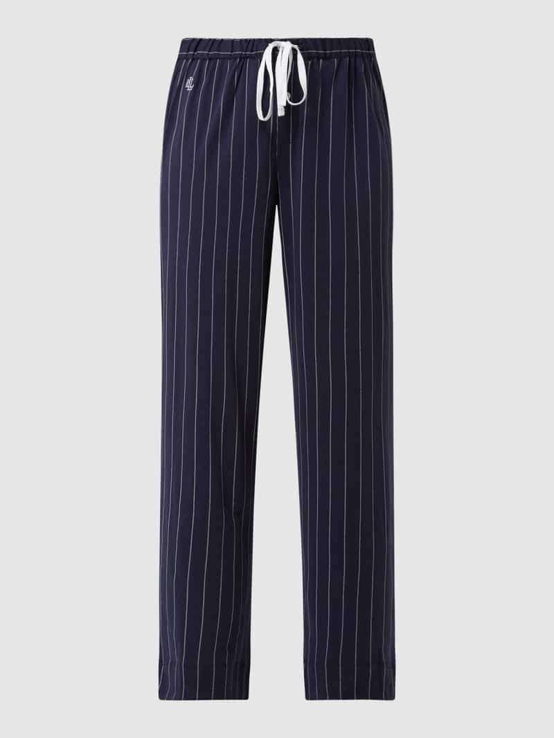 Lauren Ralph Lauren Wide Leg Stoffhose mit Tunnelzug in Dunkelblau, Größe L