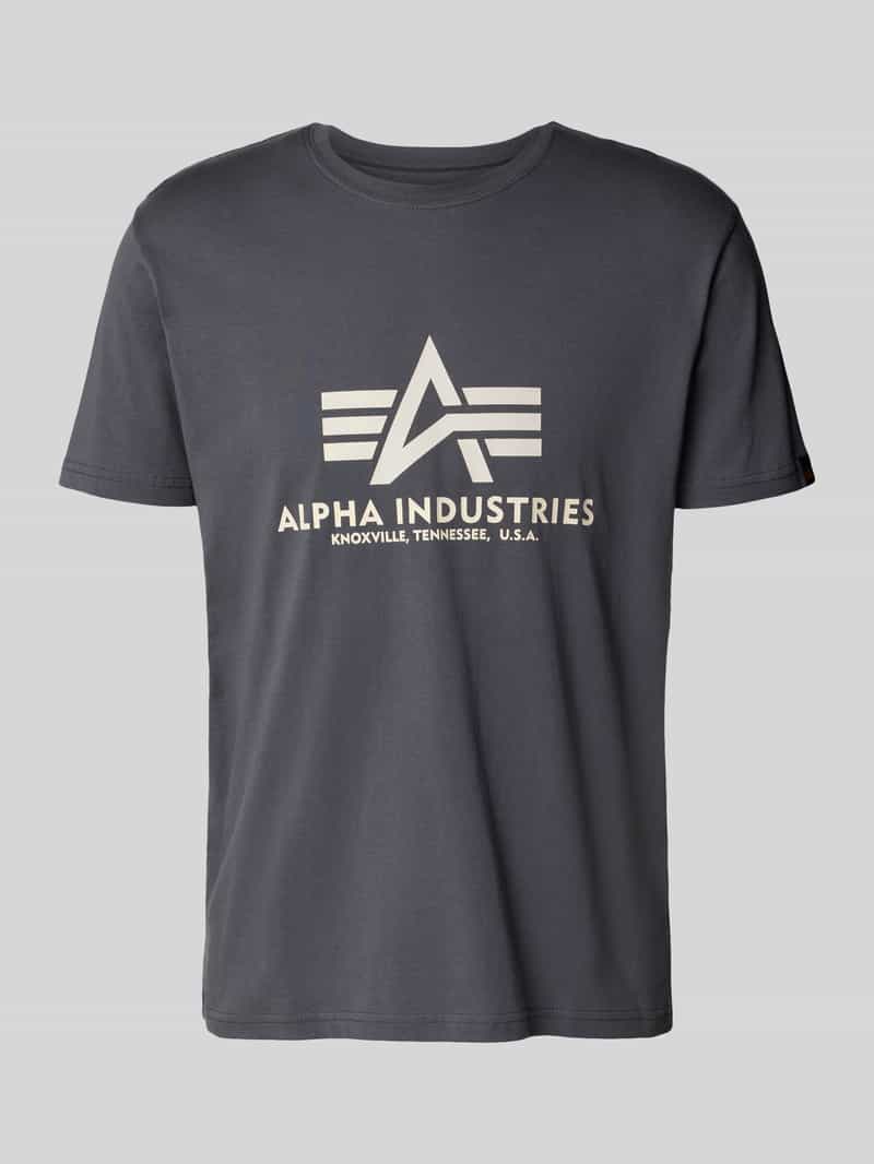 Alpha Industries T-Shirt mit Label-Print in Anthrazit, Größe L