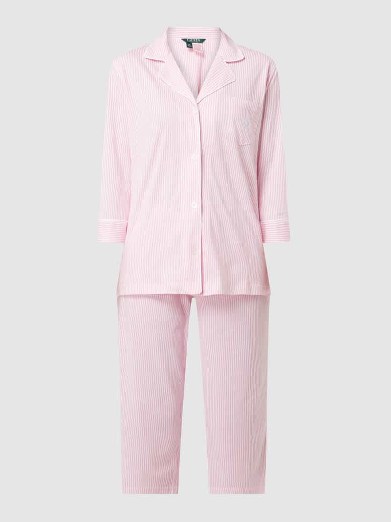 Lauren Ralph Lauren Pyjama mit Streifenmuster in Rosa, Größe XL