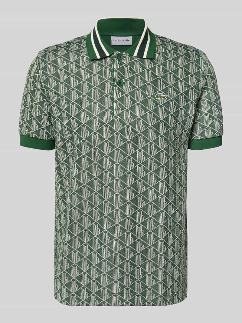 Lacoste Regular Fit Poloshirt mit Allover-Muster in Gruen, Größe L