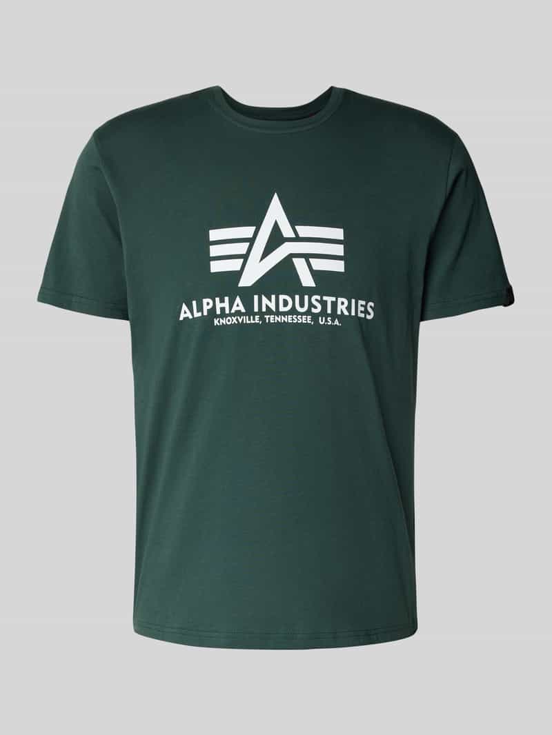 Alpha Industries T-Shirt mit Label-Print in Gruen, Größe L