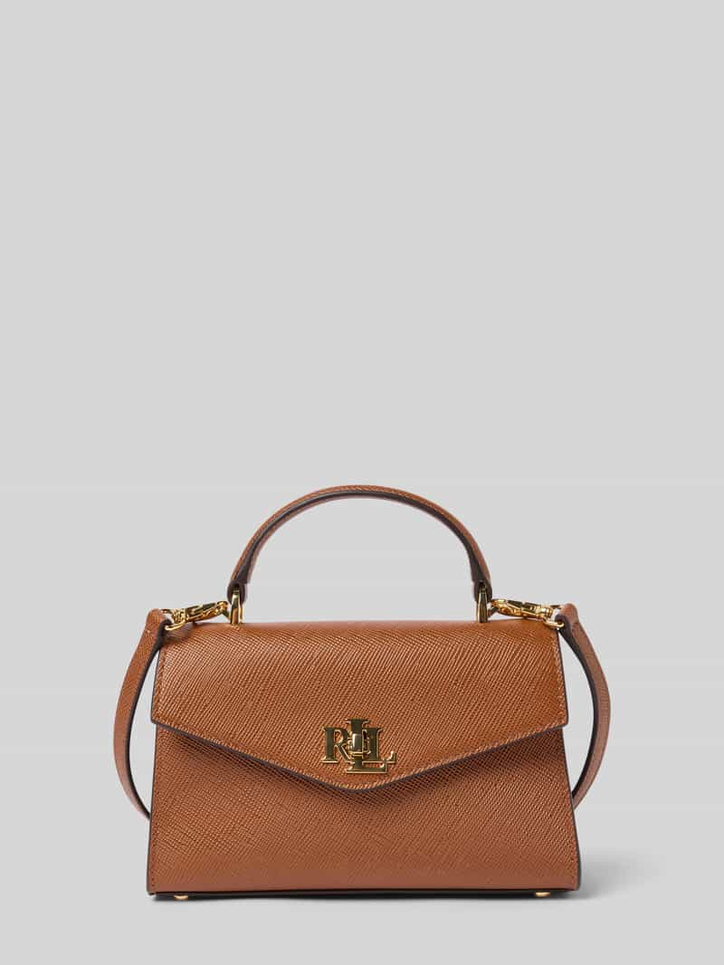Lauren Ralph Lauren Satchel Bag mit Label-Detail in Cognac, Größe 1