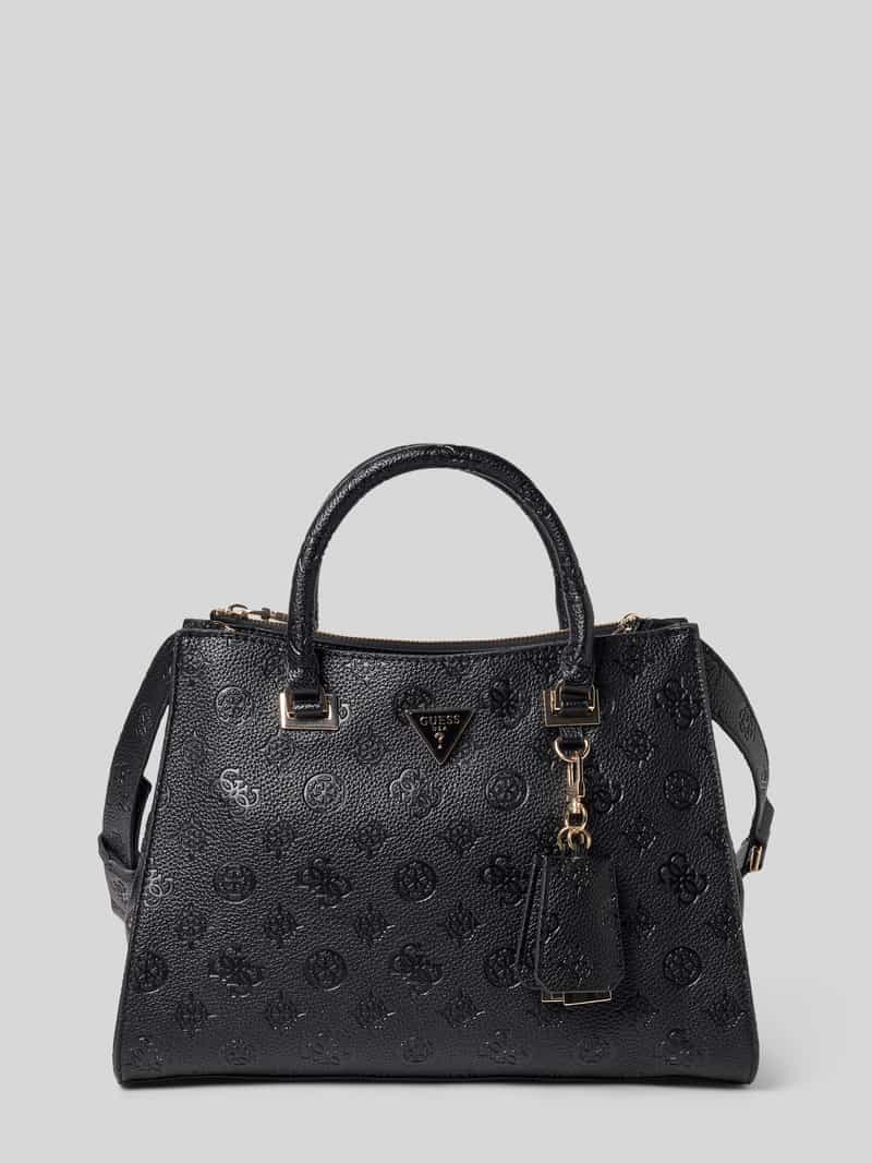 Guess Handtasche mit Logo-Muster Modell 'CRESIDIA II SOCIETY SATCH' in Black, Größe 1