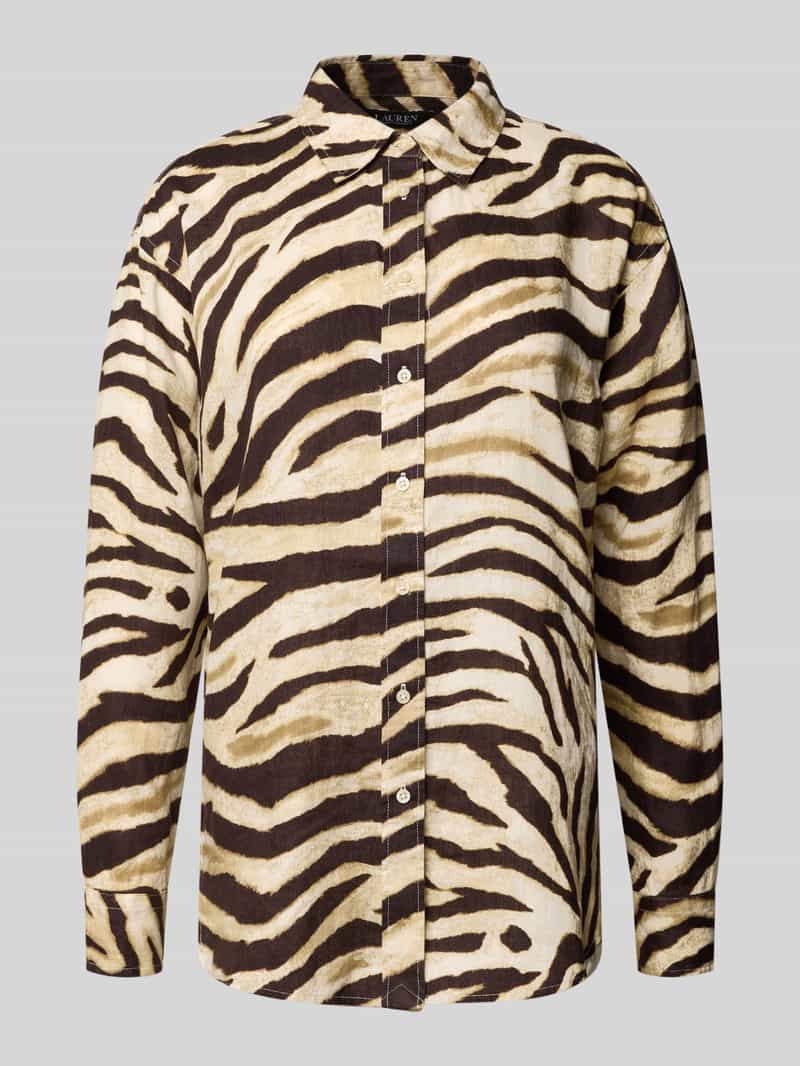 Lauren Ralph Lauren Regular Fit Bluse im Allover-Look Modell 'KOTTA' in Mittelbraun Mel, Größe L