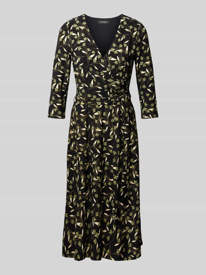 Lauren Ralph Lauren Knielanges Kleid mit Bindegürtel Modell 'CARLYNA' in Black, Größe 38