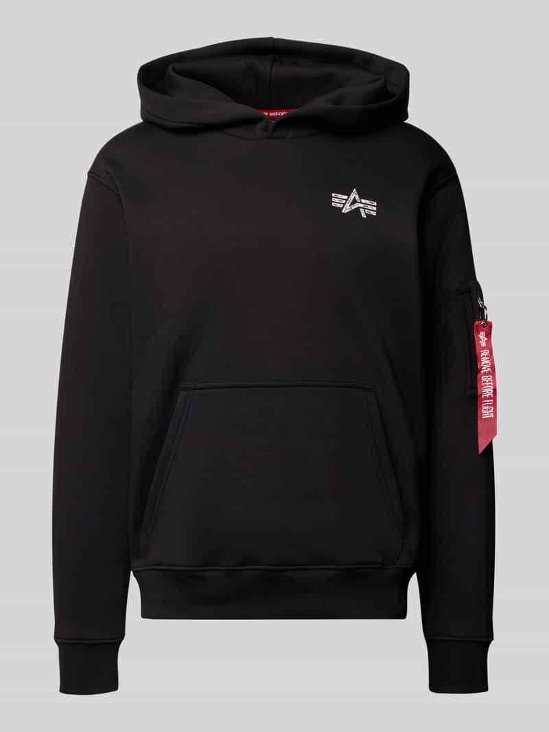 Alpha Industries Hoodie mit Label-Details in Black, Größe L