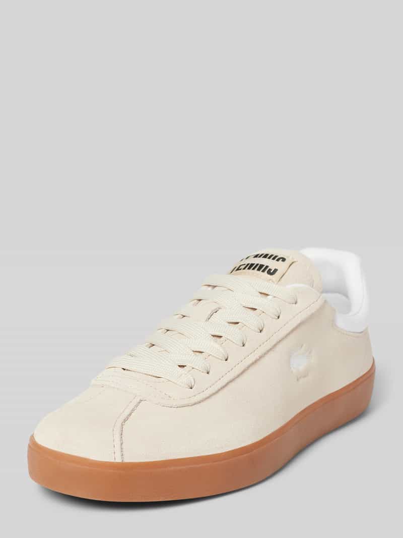 Lacoste Ledersneaker mit Label-Detail Modell 'BASESHOT' in Beige, Größe 40
