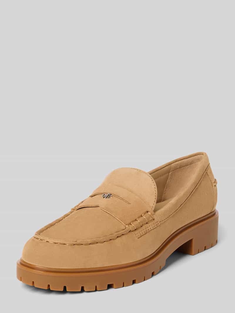 Lauren Ralph Lauren Loafer aus Leder-Mix mit Logo-Applikation Modell 'Marli' in Sand, Größe 37,5