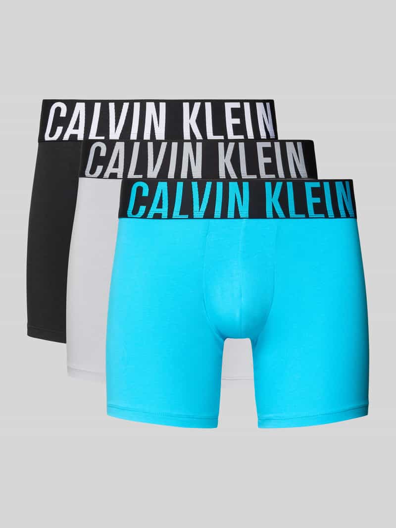 Calvin Klein Underwear Boxershorts mit elastischem Logo-Bund im 3er-Pack in Hellblau, Größe L