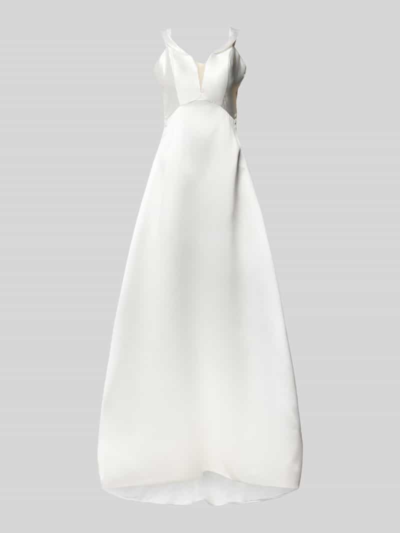 Luxuar Brautkleid mit Spitzenbesatz in Offwhite, Größe 34