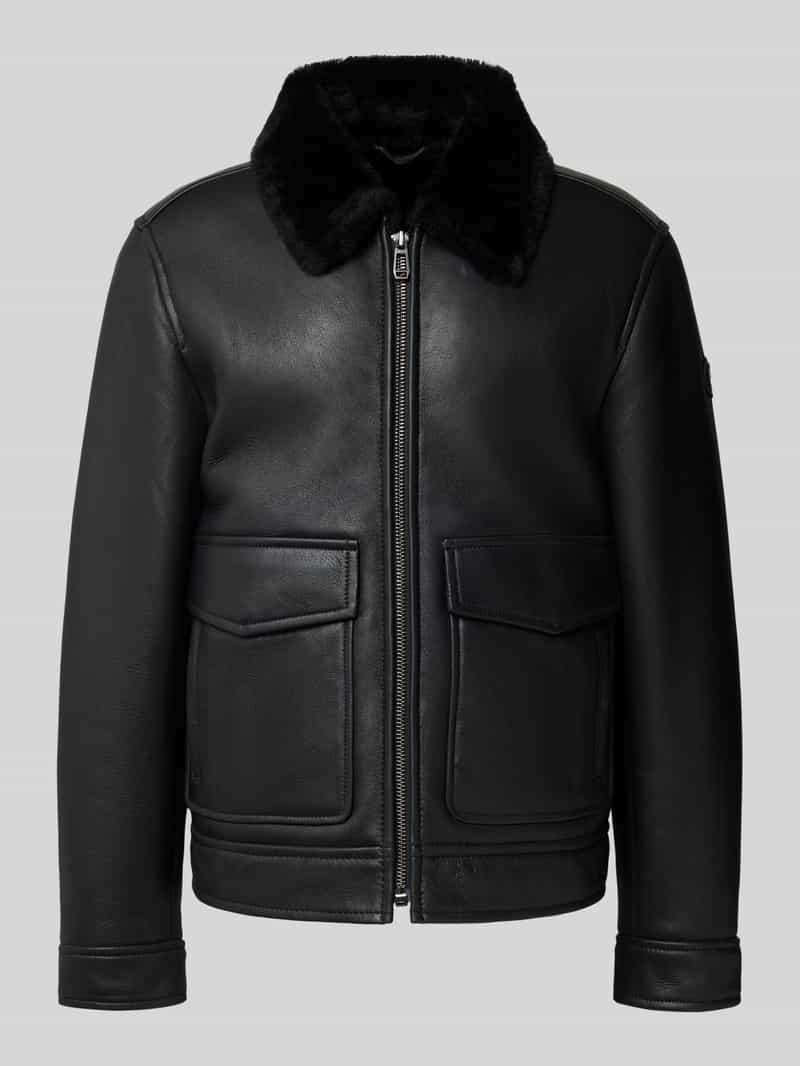 JOOP! Collection Regular Fit Lederjacke aus Lammfell Modell 'Boron' in Black, Größe 56