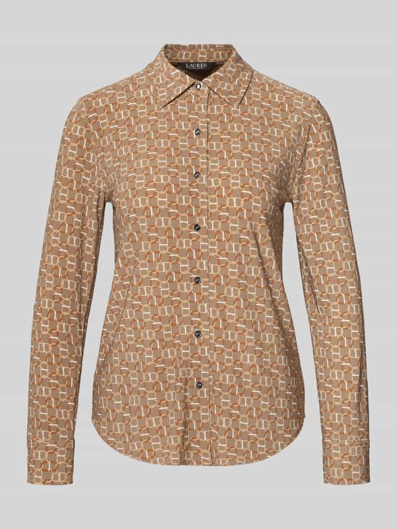 Lauren Ralph Lauren Slim Fit Bluse mit Knopfleiste Modell 'DAQUANE' in Beige, Größe L