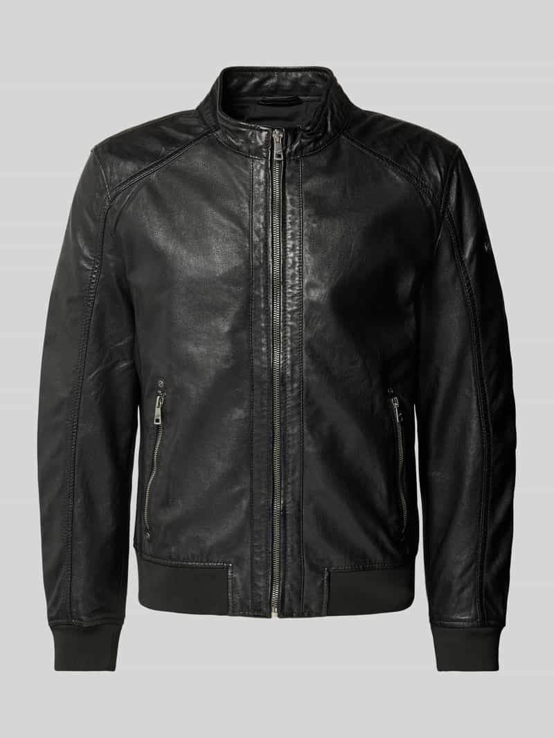 Lederjacke mit Stehkragen Modell 'Goran'