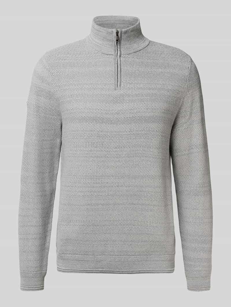 Superdry Strickpullover mit Stehkragen in Hellgrau, Größe L