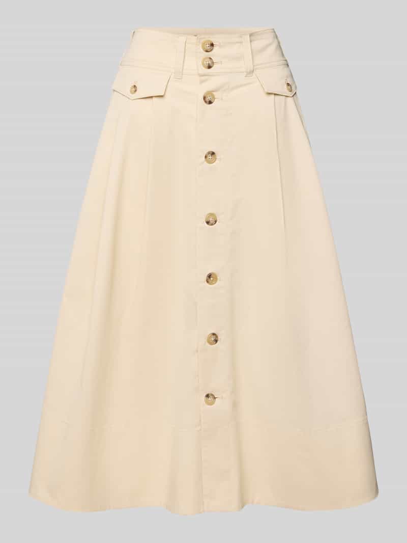 Lauren Ralph Lauren Midirock mit Knopfleiste Modell 'GILCHRIST' in Beige, Größe 36