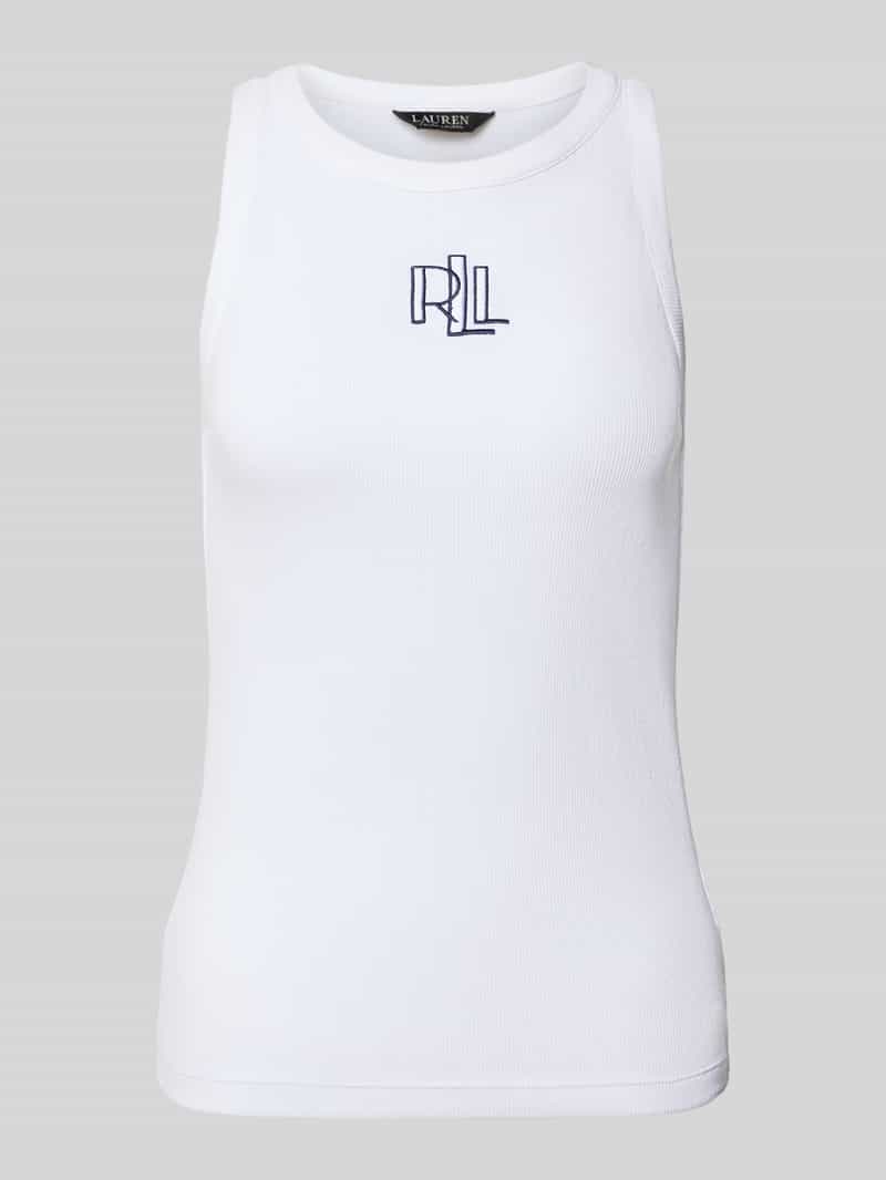 Lauren Ralph Lauren Tanktop mit Label-Stitching Modell 'TONASHA' in Weiss, Größe L