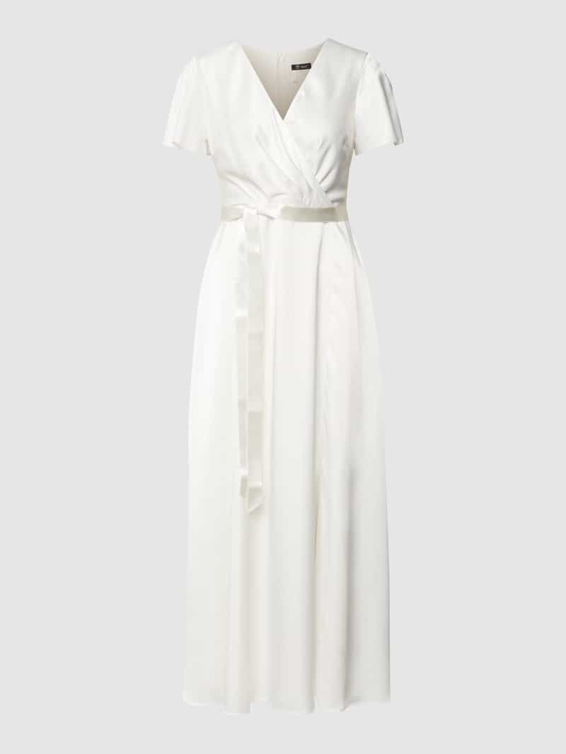 Kurzärmeliges Brautkleid mit Taillengürtel