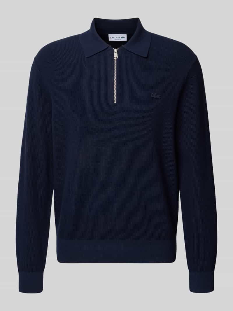 Lacoste Regular Fit Strickpullover aus Baumwoll-Woll-Mix in Marine, Größe M