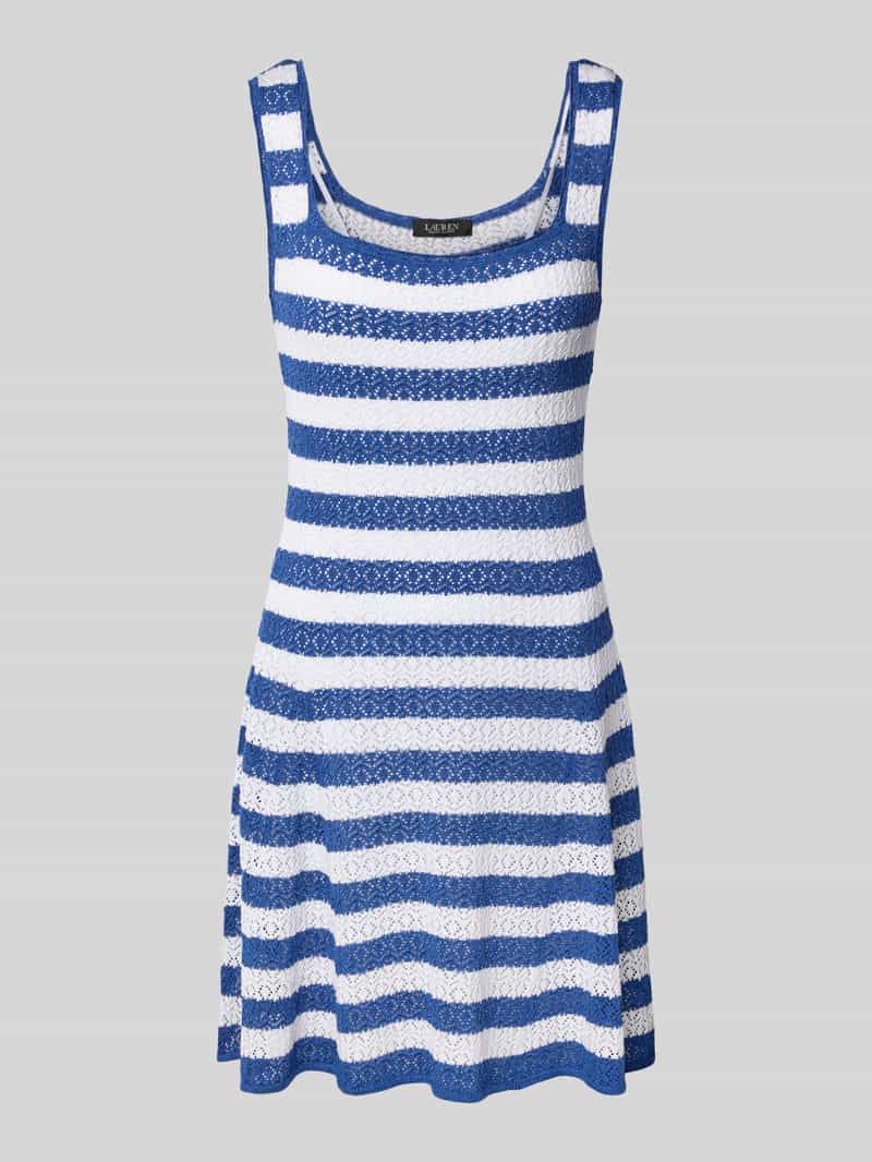 Lauren Ralph Lauren Minikleid mit Karree-Ausschnitt Modell 'KARICE' in Hellblau Melange, Größe L
