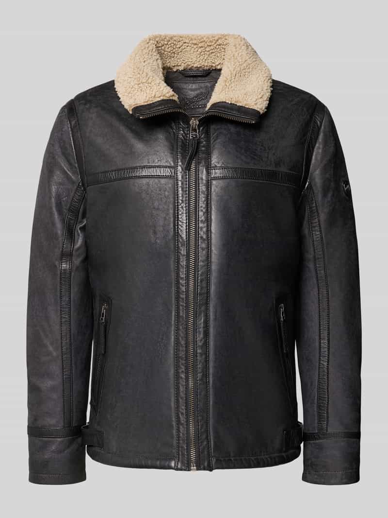 Lederjacke aus Schafsnappa mit Reißverschlusstaschen