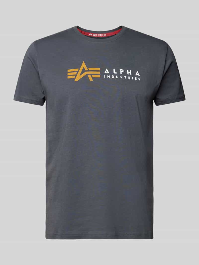 Alpha Industries T-Shirt mit Label-Print in Anthrazit, Größe S