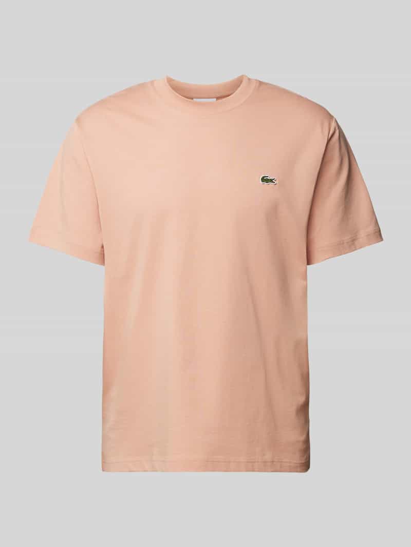 Lacoste T-Shirt mit Label-Patch in Rostrot, Größe XXL