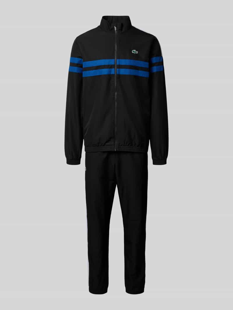Lacoste Regular Fit Tracksuit mit Kontraststreifen in Black, Größe L