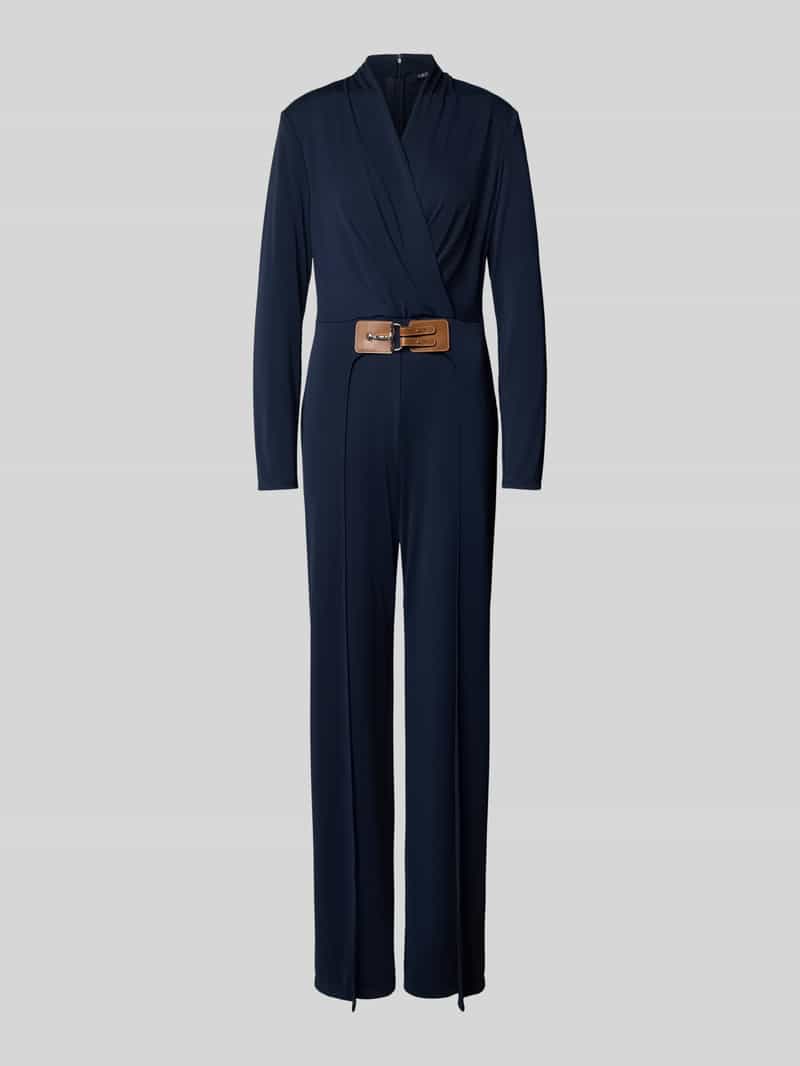 Lauren Ralph Lauren Jumpsuit mit V-Ausschnitt Modell 'FILRAY' in Marine, Größe 38