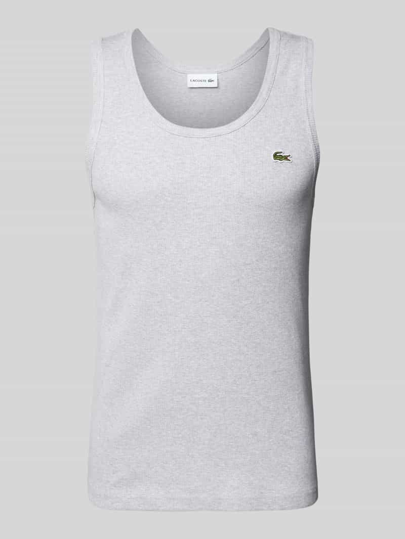 Lacoste Tanktop in Ripp-Optik in Hellgrau, Größe L