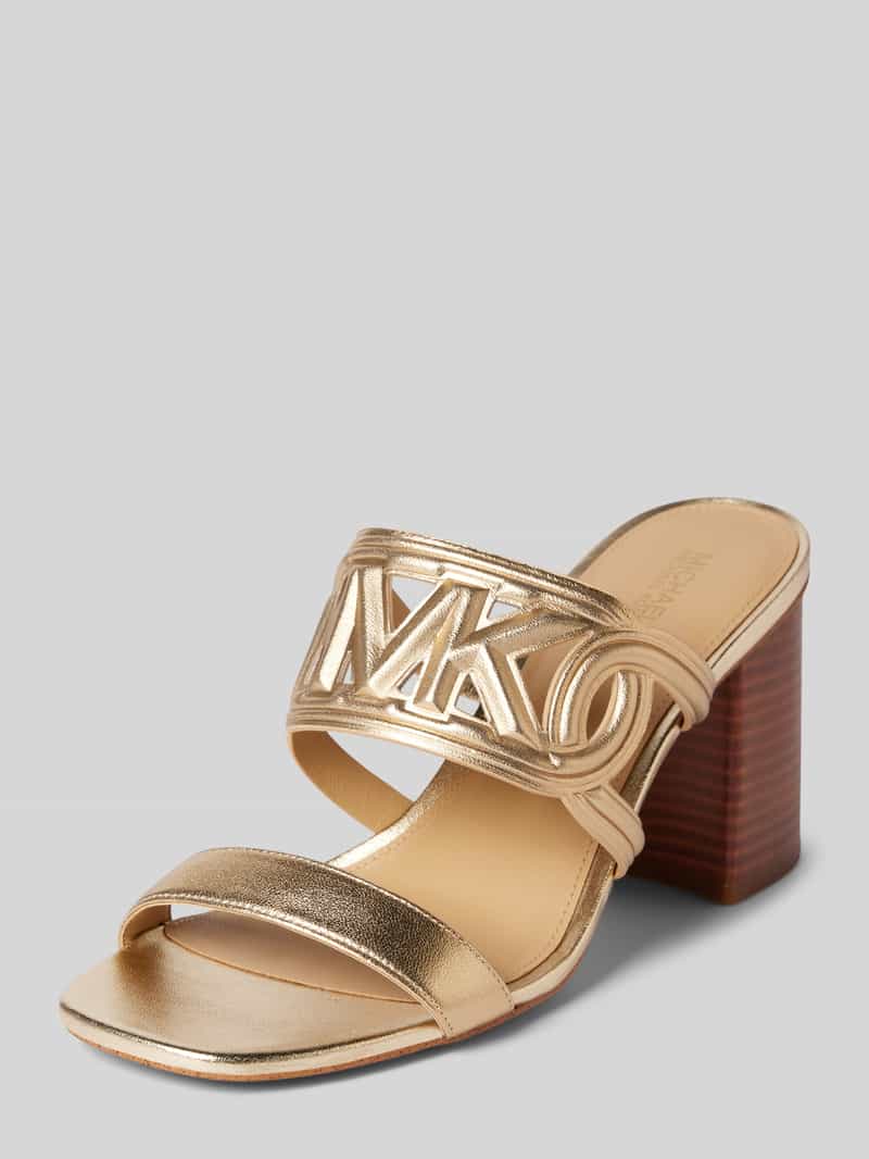 MICHAEL Michael Kors Ledersandalette mit Blockabsatz Modell 'ALMA' in Gold, Größe 39