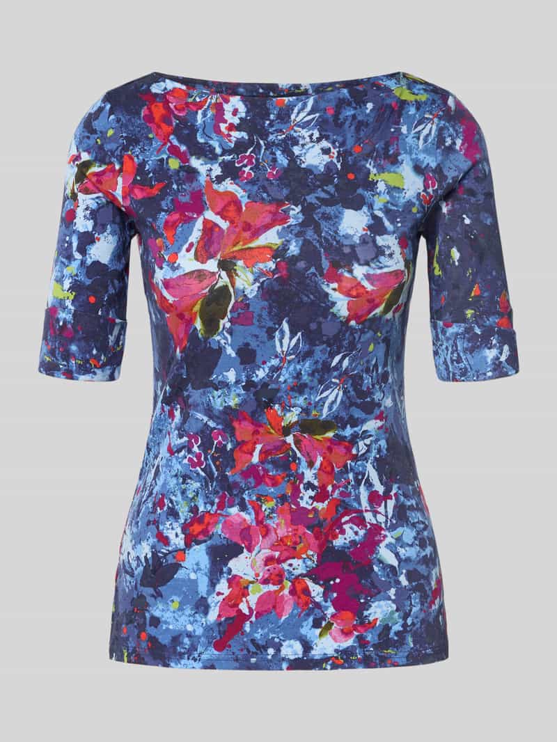 Lauren Ralph Lauren T-Shirt mit 1/2-Arm Modell 'JUDY' in Bleu Melange, Größe S