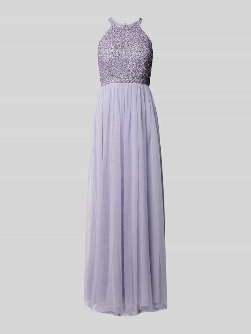 Abendkleid mit Zierstein- und Paillettenbesatz