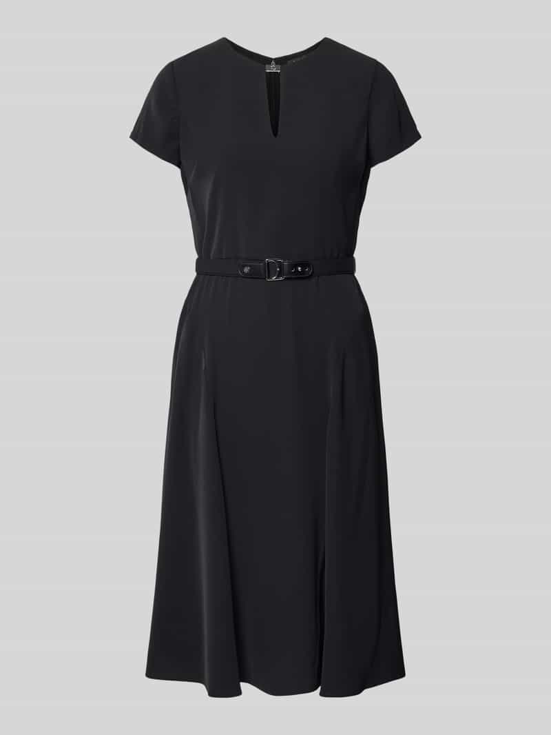 Lauren Ralph Lauren Knielanges Kleid mit Taillengürtel in Black, Größe 34