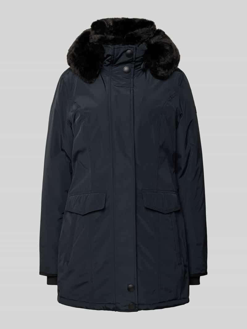 Wellensteyn Taillierter Parka mit Kunstfellbesatz Modell 'STAVANGER' in Marine, Größe L
