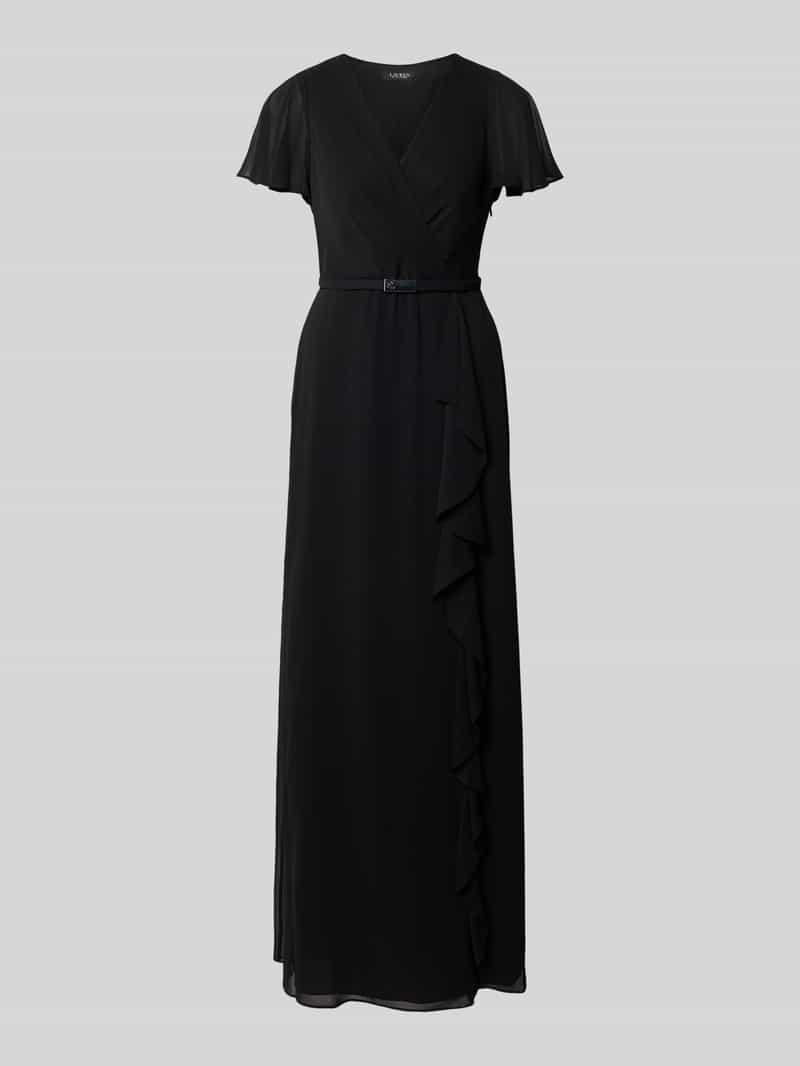 Lauren Ralph Lauren Abendkleid mit Taillengürtel Modell 'FARRYSH' in Black, Größe 34