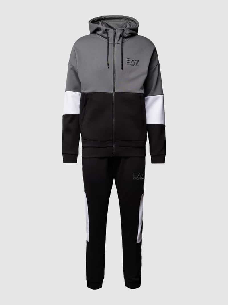 EA7 Emporio Armani Trainingsanzug im Colour-Blocking-Design in Black, Größe S