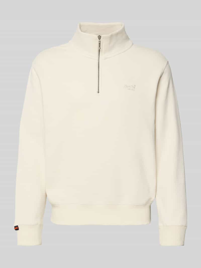 Superdry Regular Fit Sweatshirt mit Logo-Stitching in Hellgrau, Größe L