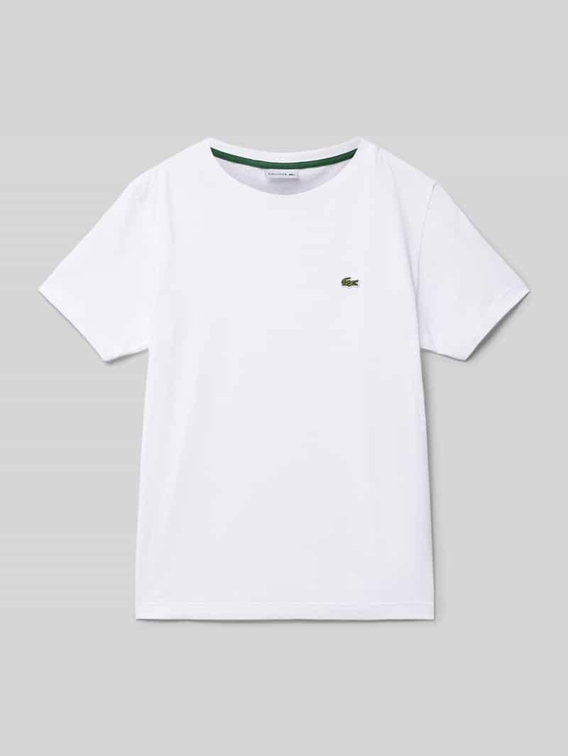 Lacoste T-Shirt mit Logo-Stitching in Weiss, Größe 140