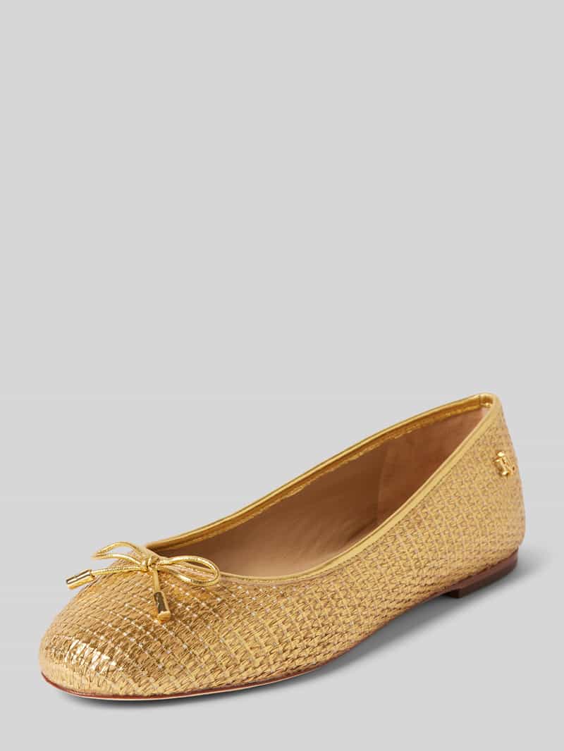 Lauren Ralph Lauren Ballerinas mit Schleifen-Detail Modell 'JAYNA' in Gold, Größe 38