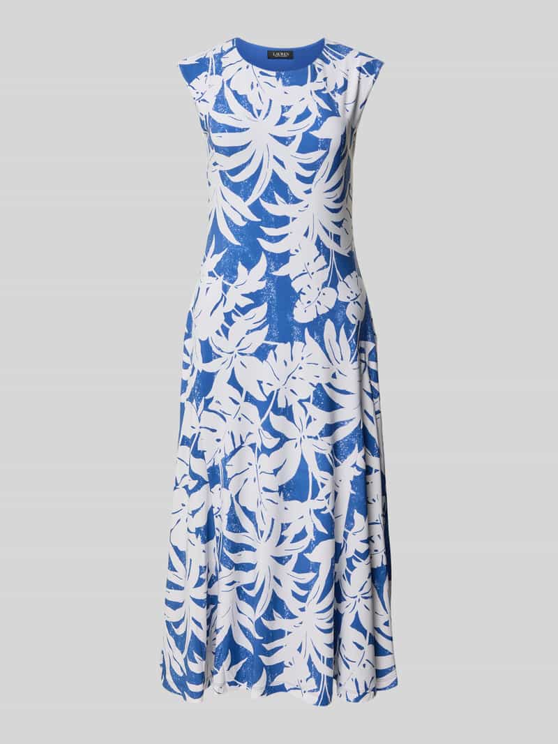 Lauren Ralph Lauren Midikleid mit gelegten Falten Modell 'YSHANKA' in Hellblau Melange, Größe L