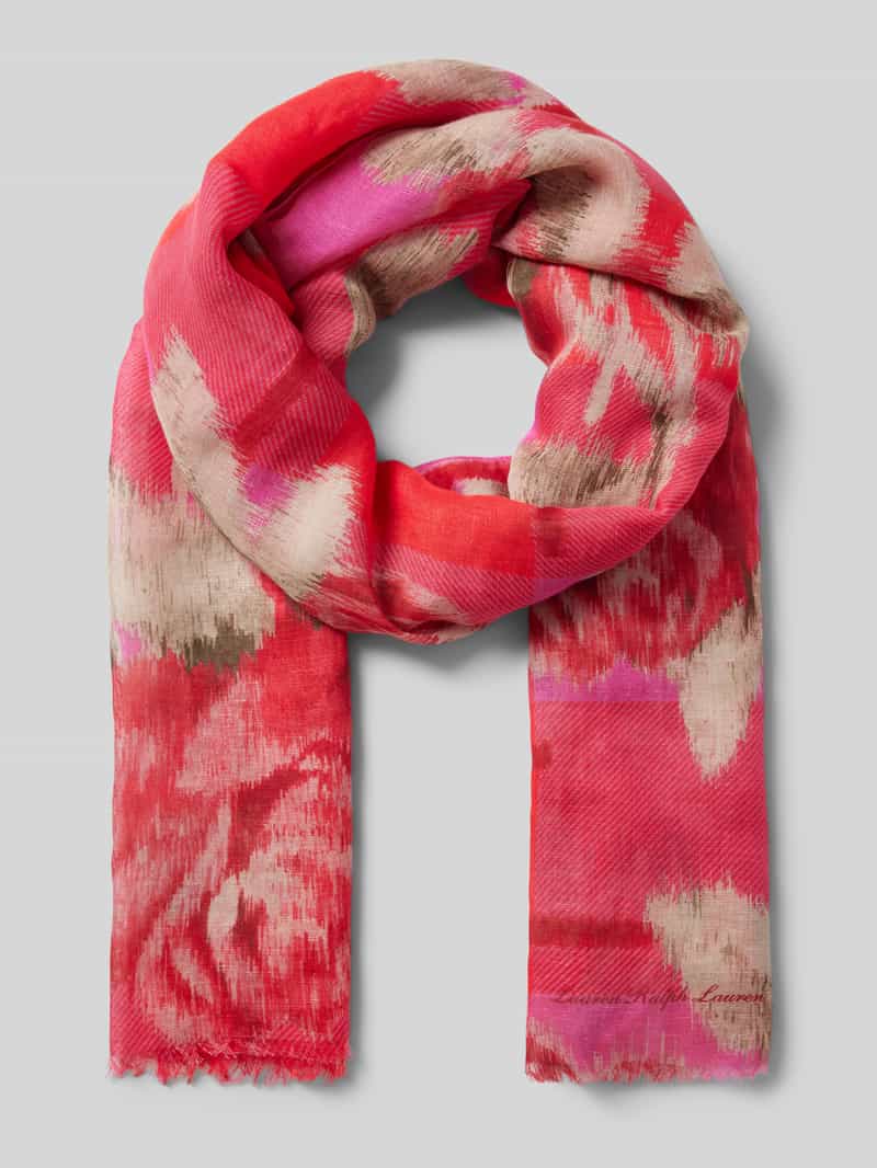 Lauren Ralph Lauren Tuch aus Viskose-Leinen-Mix Modell 'ROSE' in Rot, Größe 1