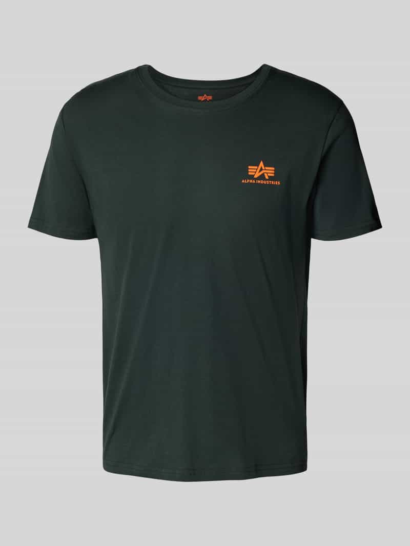 Alpha Industries T-Shirt mit Label-Print und Rundhalsausschnitt in Petrol, Größe L