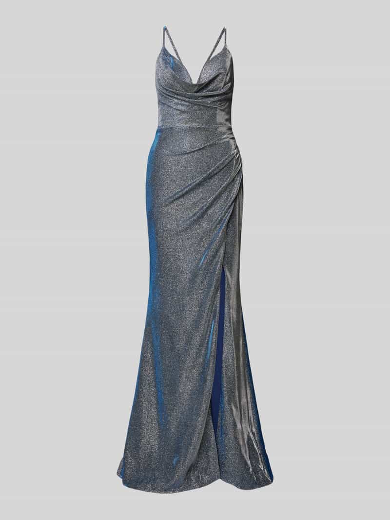 A-Linien Abendkleid mit Wasserfall Ausschnitt