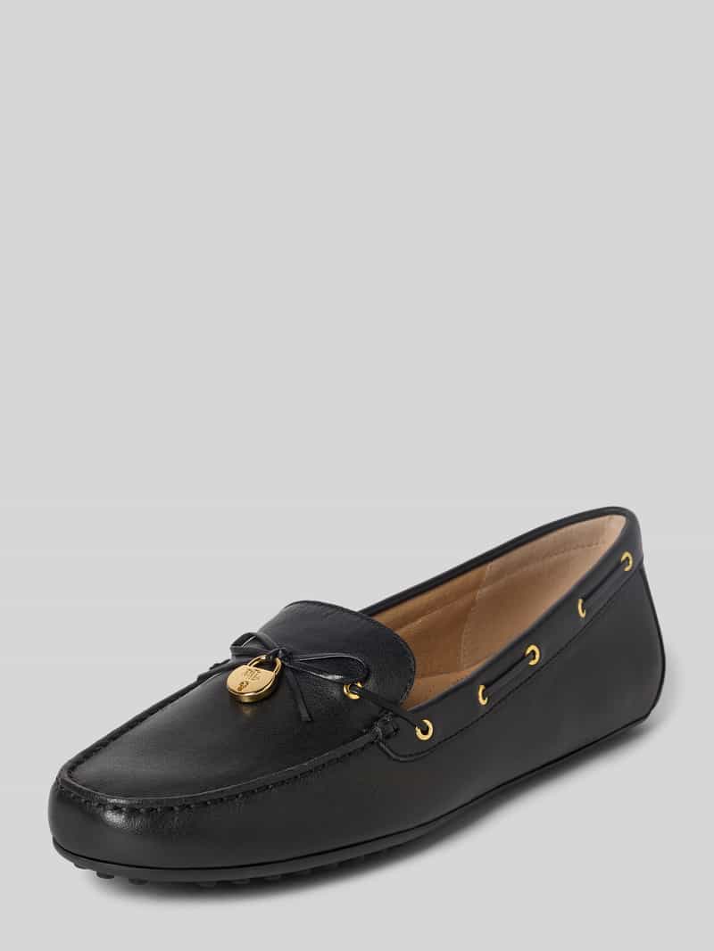 Lauren Ralph Lauren Loafers aus Leder mit Label-Applikation Modell 'WYLIE' in Black, Größe 36