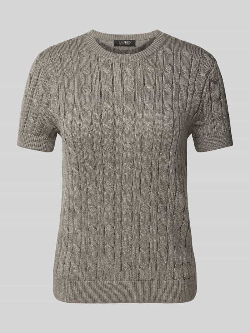 Lauren Ralph Lauren Strickshirt mit Zopfmuster Modell 'EYELAH' in Mittelgrau, Größe S