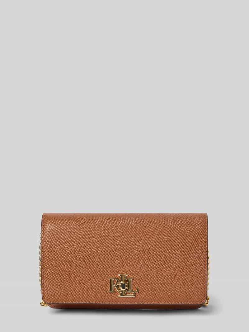 Lauren Ralph Lauren Crossbody Bag aus echtem Rindsleder mit Logo-Applikation in Cognac, Größe 1