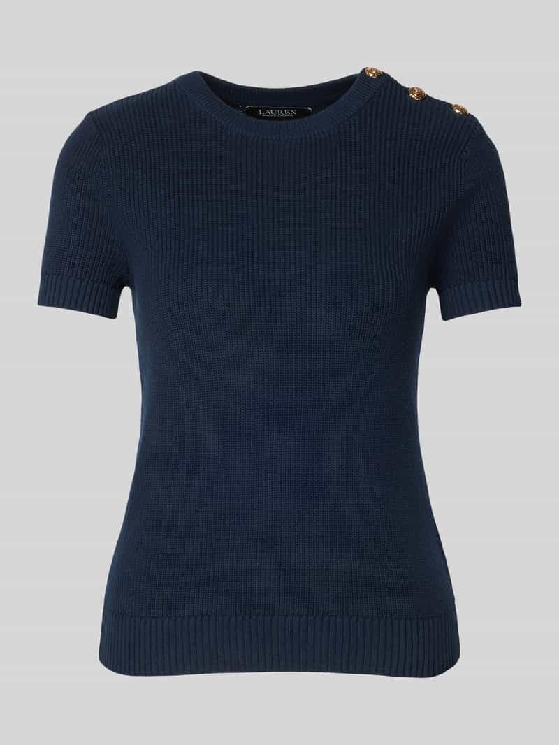 Lauren Ralph Lauren Strickshirt mit Rundhalsausschnitt Modell 'EYELAH' in Dunkelblau, Größe M