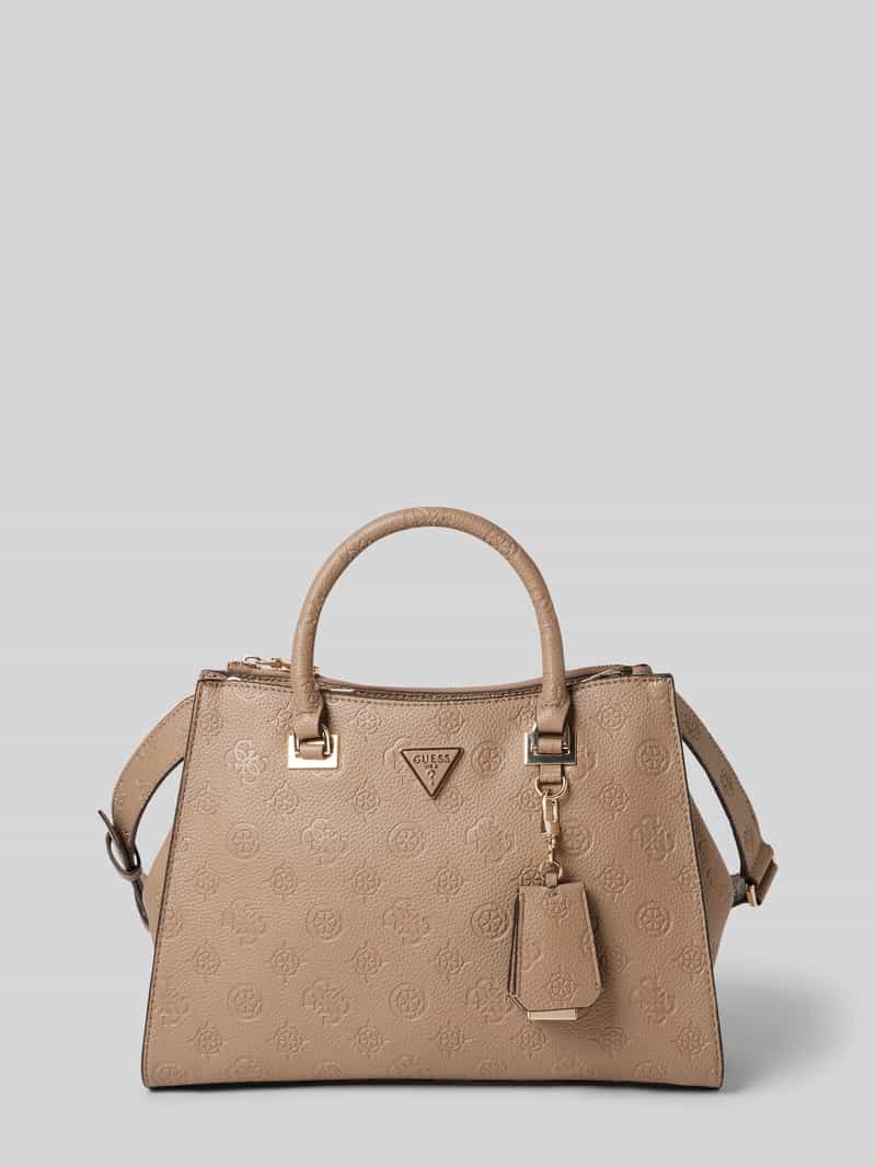 Guess Handtasche mit Logo-Muster Modell 'CRESIDIA II SOCIETY SATCH' in Taupe, Größe 1
