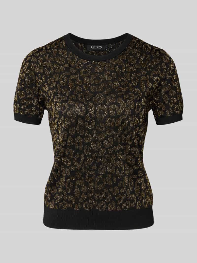 Lauren Ralph Lauren Strickshirt aus Viskose-Mix Modell 'EYELAH' in Gold Melange, Größe L