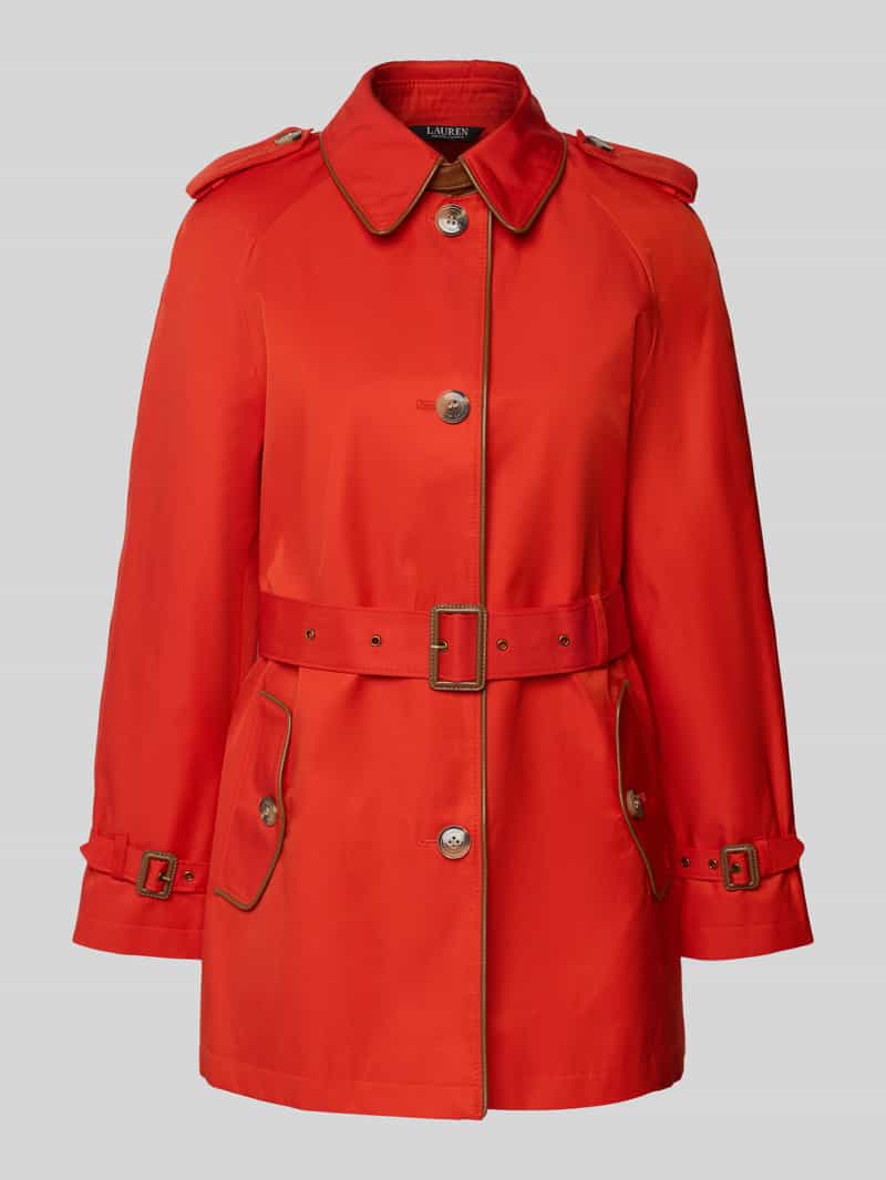 Lauren Ralph Lauren Trenchcoat mit Schulterriegeln und Gürtel in Orange, Größe L